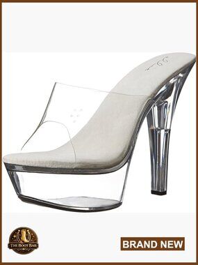 6-Inch Platform Stiletto Heels Mule Sandals Peep-Toe Dancer Shoes
